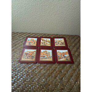 Vintage English Countryside Themed Coasters Set Of 6